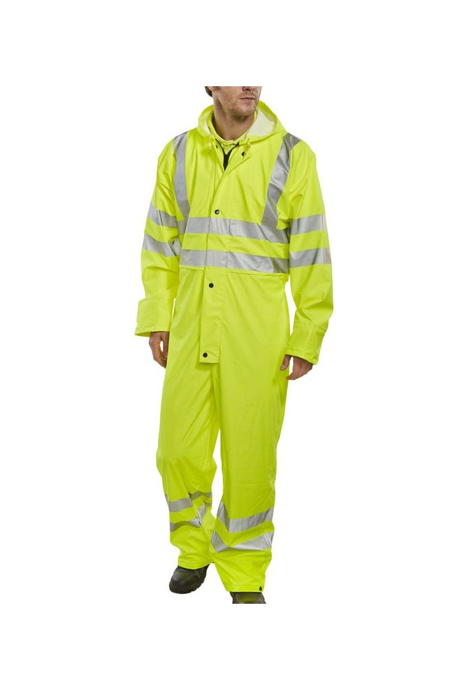 PUC Beeswift Hi Visibility Super B-Dri Breathable PU Coated Coverall (Small To 4XL) 2 COLOURS RIS3279 Orange Only