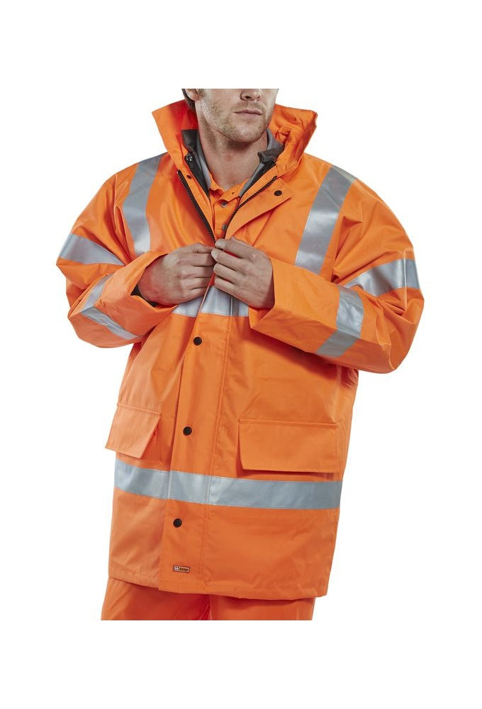 TJFS 4 Seasons 4 In 1 Hi Visibility Jacket (Small To 5XL) 2 COLOURS RIS 3279 TOM In Orange