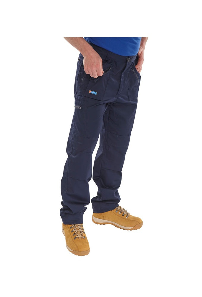 AWTN Beeswift Navy Action Work Trouser Zipped Pockets (30 to 48 Waist)