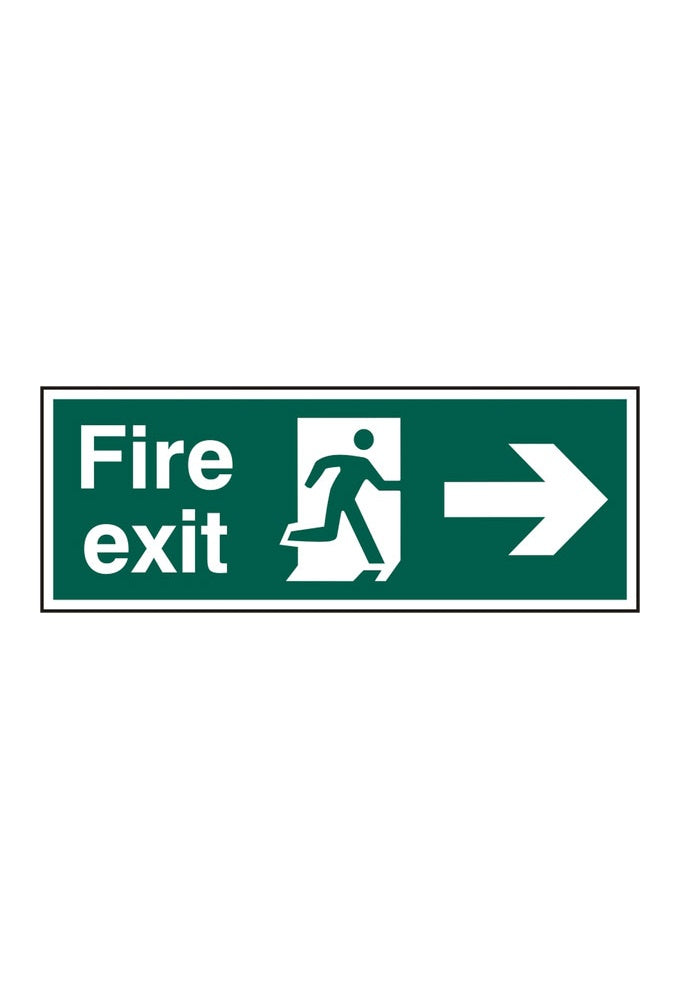 BSS12001 Fire Exit Man Arrow Right Sign PVC Version
