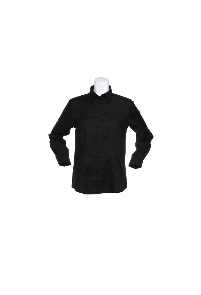 KK361 Womens Workplace Oxford Long Sleeved Blouse (Size 8 To 20) 4 COLOURS