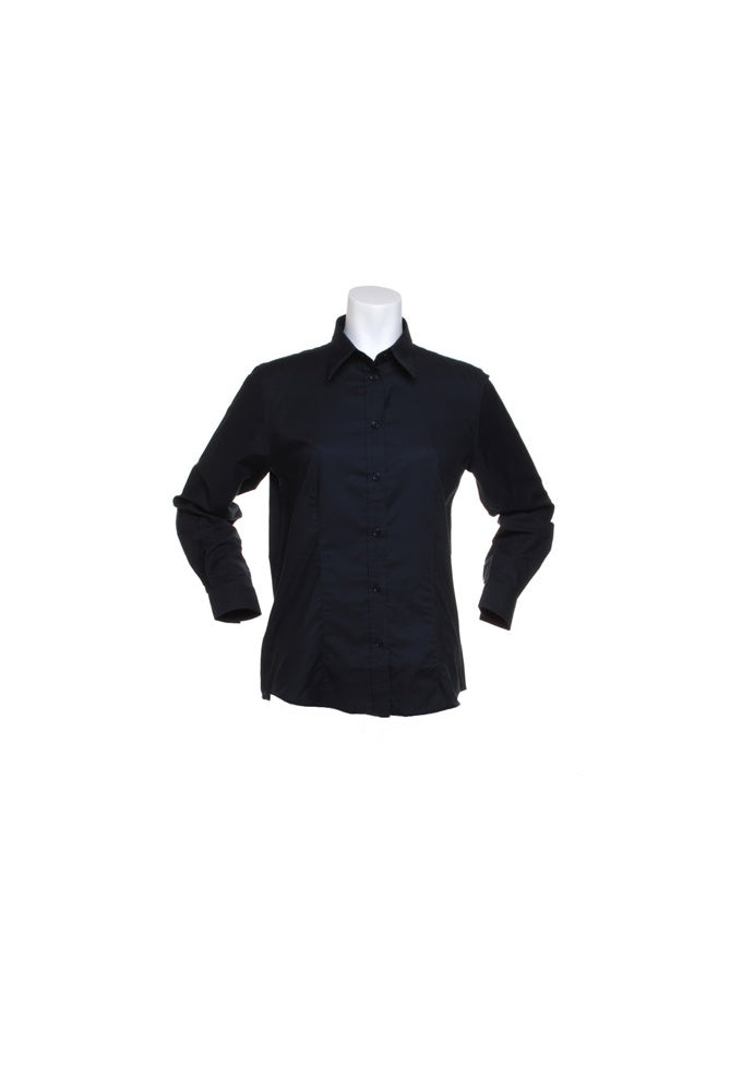 KK361 Womens Workplace Oxford Long Sleeved Blouse (Size 8 To 20) 4 COLOURS