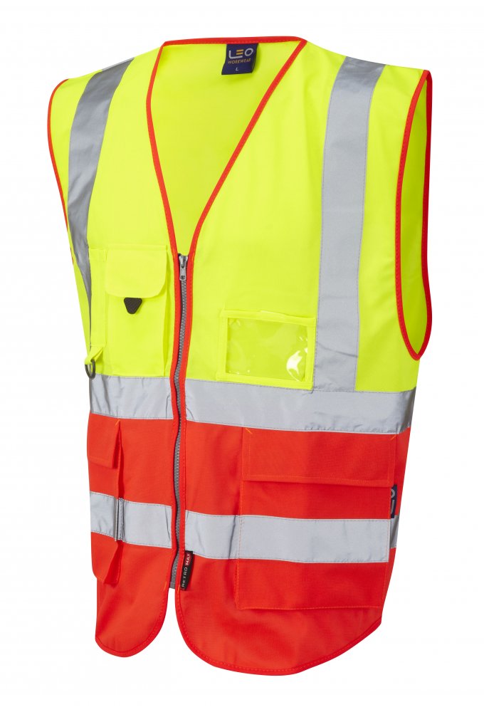 W11-Y/R Lynton Executive Yellow Red Hi Vis Vests (XSmall To 6XL)