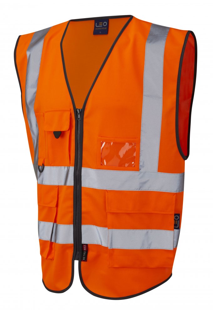 W11-O Lynton Executive Orange Hi Vis Vests (XSmall To 6XL) RIS 3279 TOM Compliant: