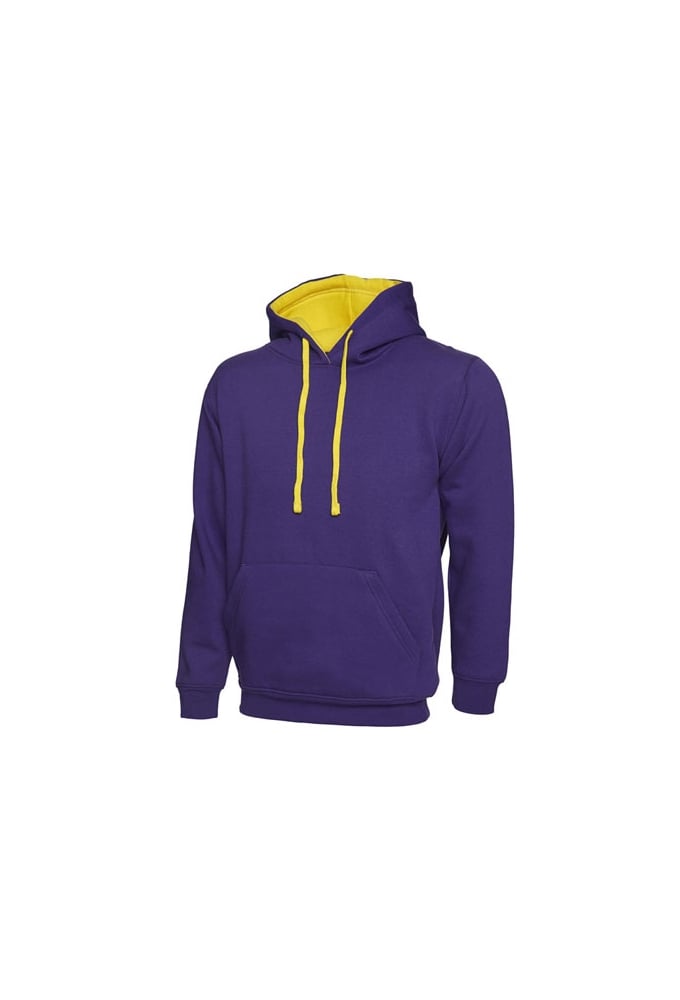 UC507 Uneek Contrast Hooded SweatShirt (Xsmall to 4Xlarge) 12 Colours