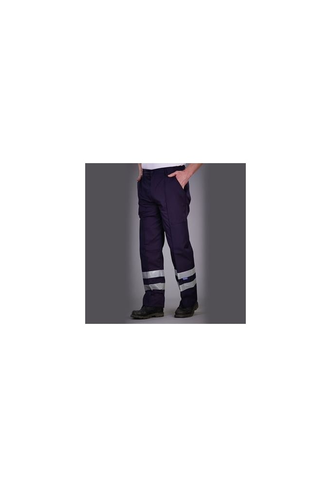 YK074N Reflective Polycotton Ballistic Trousers Navy (28 to 48 Waist ) Reg and Tall Leg