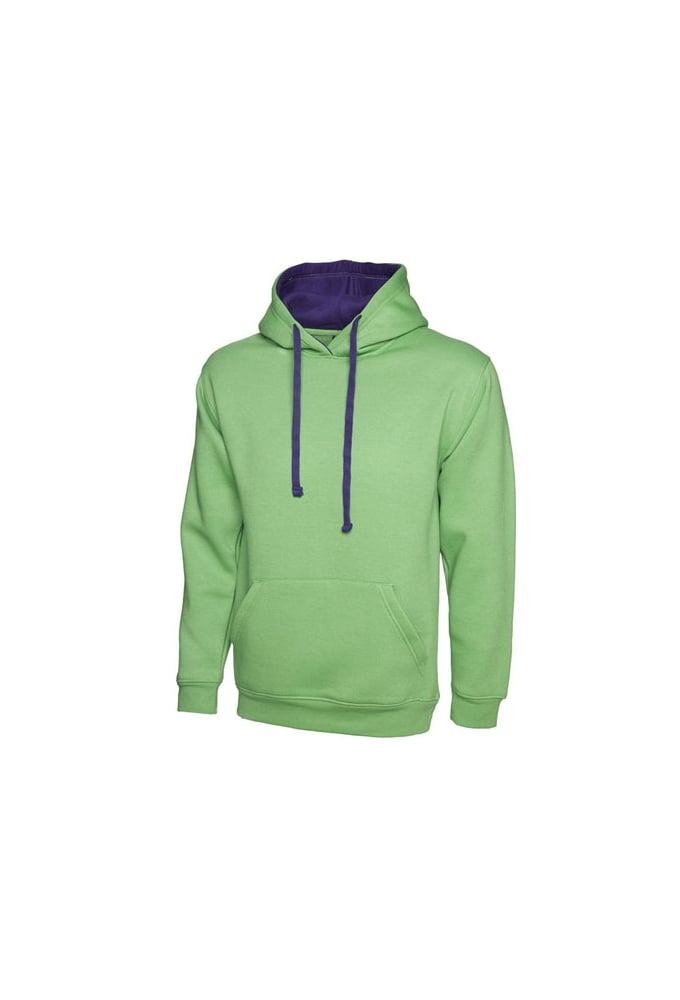 UC507 Uneek Contrast Hooded SweatShirt (Xsmall to 4Xlarge) 12 Colours