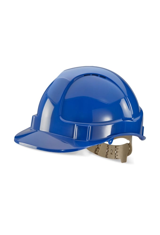 BBVSHBLU Blue Vented Comfort Safety Helmet 6 Point Harness
