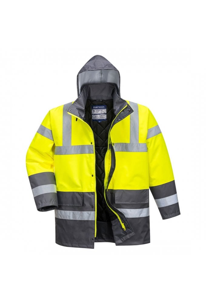 S466 Portwest Hi Vis Contrast Winter Traffic Jacket (Xsmall to 6Xlarge) 6 COLOURS