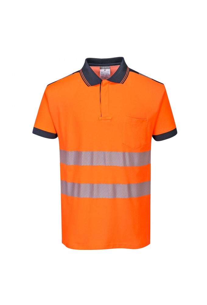 T180 - Portwest Breathable PW3 Hi-Vis Polo Shirt S/S 55% COTTON (Xsmall to 4Xlarge) 4 COLOURS