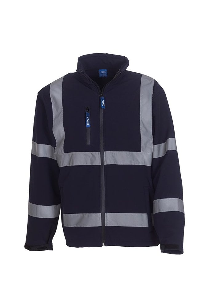 YK040 Hi-Vis SoftShell Jacket With Fleece Inner (Small To 3XL) 6 COLOURS RIS 3279 TOM In Orange and Orange / Navy