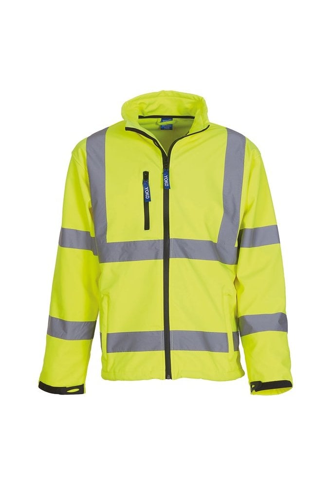 YK040 Hi-Vis SoftShell Jacket With Fleece Inner (Small To 3XL) 6 COLOURS RIS 3279 TOM In Orange and Orange / Navy
