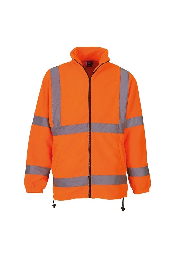 YK042 Hi-Vis HeavyWeight Fleece Jacket (Small to 3Xlarge) 4 COLOURS RIS 3279 TOM In Orange and Orange / Navy