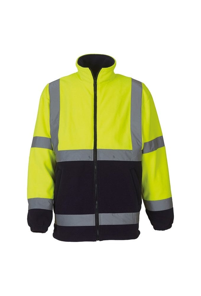YK042 Hi-Vis HeavyWeight Fleece Jacket (Small to 3Xlarge) 4 COLOURS RIS 3279 TOM In Orange and Orange / Navy