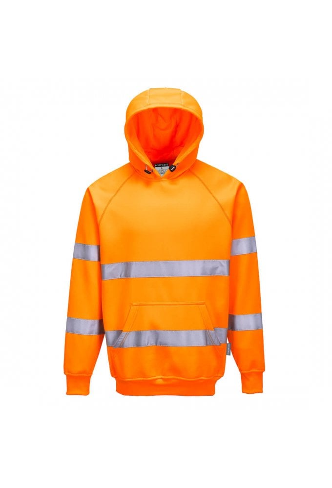 B304 Portwest Hi-Visibility Hooded Sweatshirt (Small To 4XL) 2 COLOURS RIS 3279 TOM in Orange