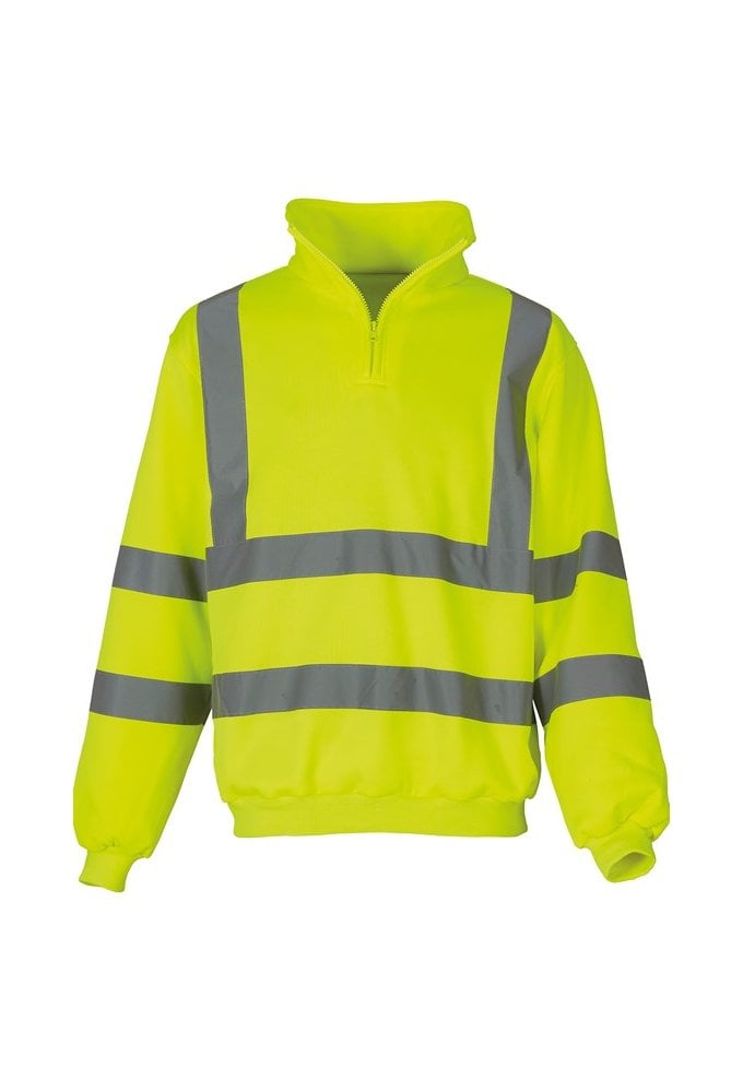 YK031 Hi-Vis 1/4 Zip Water Repellant SweatShirt (Small To 3XL) 2 COLOURS RIS 3279 TOM In Orange