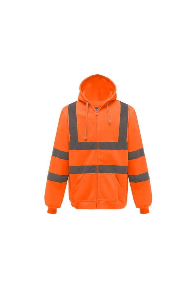 YK012 Yoko Hi Vis Full Zip Hoodie (Small to 3Xlarge) 6 COLOURS RIS 3279 TOM In Orange and Orange Navy