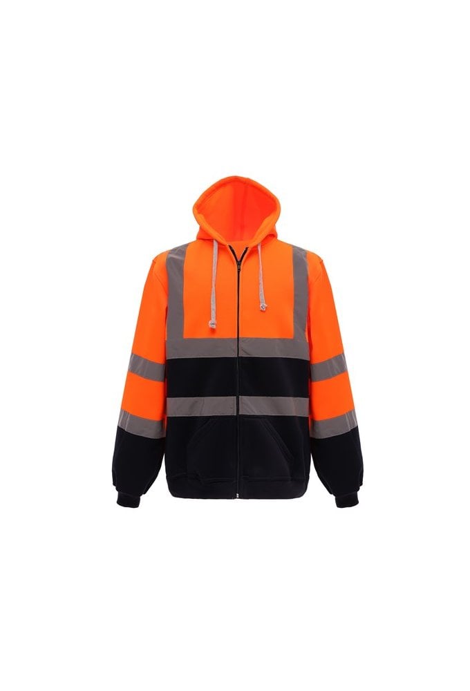 YK012 Yoko Hi Vis Full Zip Hoodie (Small to 3Xlarge) 6 COLOURS RIS 3279 TOM In Orange and Orange Navy