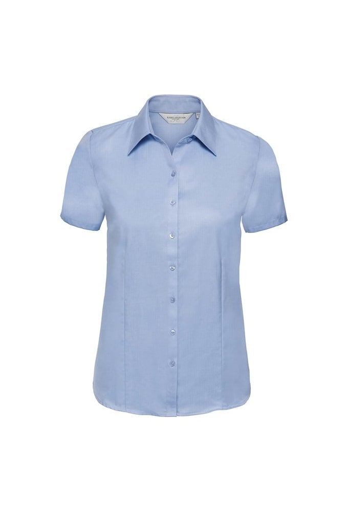 J963F Women's short sleeve herringbone shirt (Xsmall to 4Xlarge) 2 COLOURS