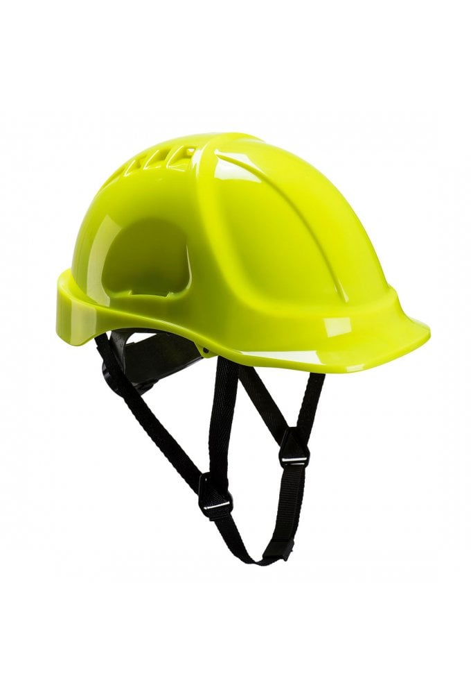 PS55 - Portwest Endurance Plus Helmet Vented Ratchet with 6 Point Harness 4 Point Chin Strap Yellow