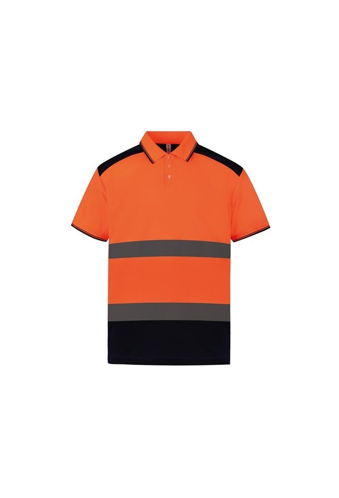 YK104 Hi-vis Berathable Two Tone Polo (Small to 3XLarge) 2 COLOURS RIS 3279 TOM In Orange / Navy