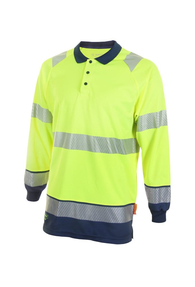 HVTT015 Hi Vis Two Tone Long Sleeved Polo (Small to 4XLarge) 2 COLOURS