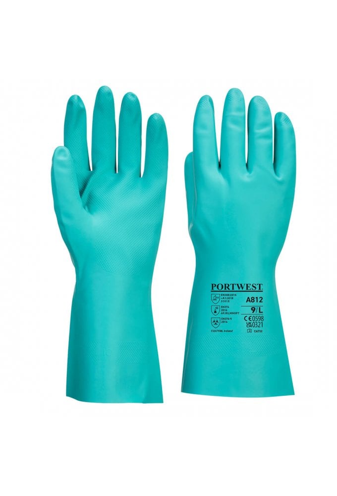 A812 -Portwest 33 CM Nitrosafe Plus Chemical Gauntlet Pack Size 12 Pairs