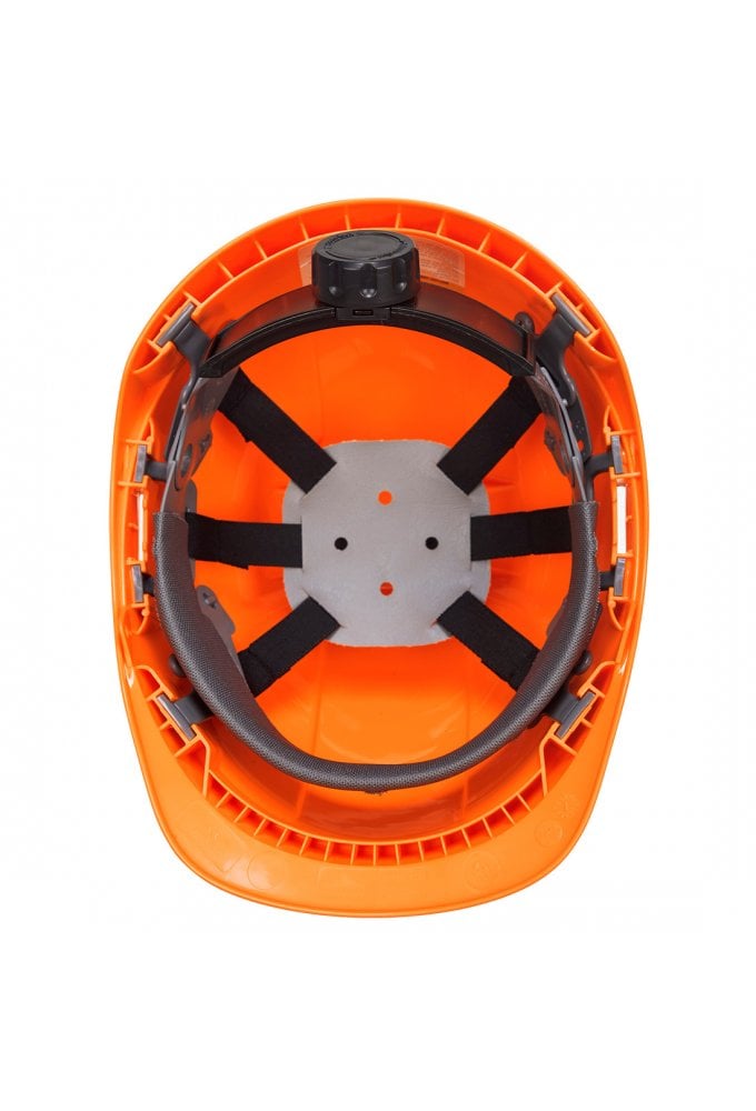 PS54 - Portwest Endurance Plus Non Vented Ratchet Helmet 6 Point harness 4 Point Chin Strap Orange