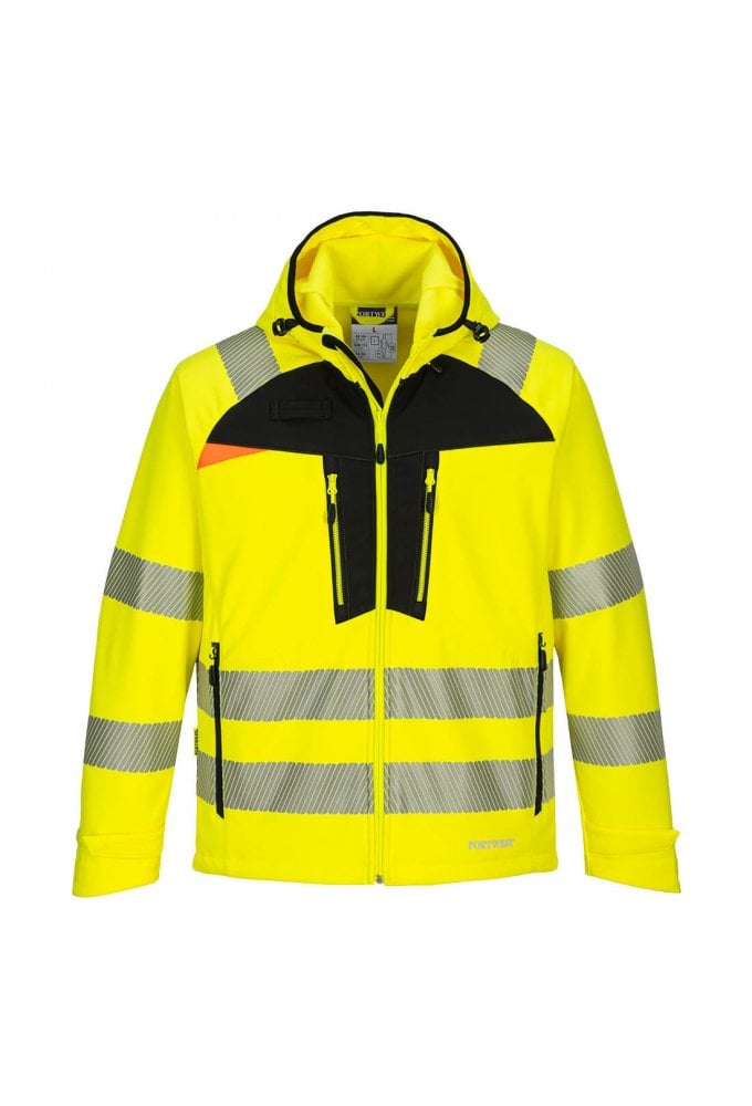 DX475 -Portwest DX4 Hi-Vis Softshell Breathable Waterproof Windproof - (Small - 4XL) 2 COLOURS RIS 3279 TOM In Orange