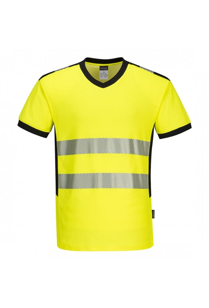 PW310 Portwest Hi-Vis V-Neck T-Shirt (Small to 4XLarge) 2 COLOURS
