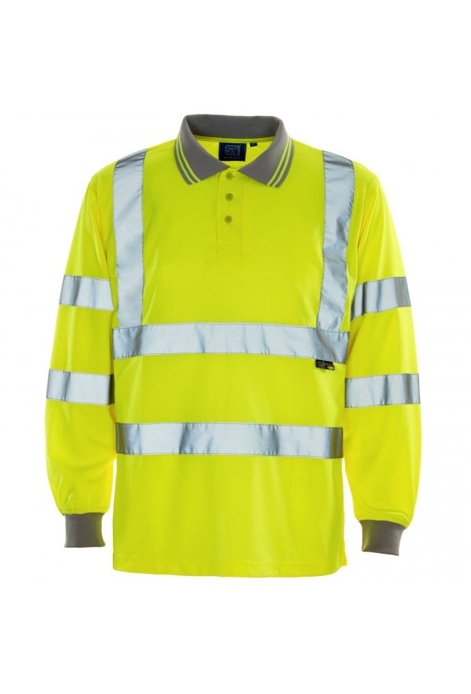 35E41 Supertouch Hi Vis Long Sleeved Polo (Small to 4XLarge) 2 COLOURS Conforms to RIS-3279-TOM (Orange versions only)