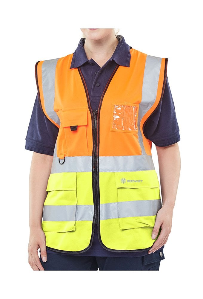 HVWC Beeswift Two Tone Executive Waistcoat (SIZES S-7XL) 11 COLOURS