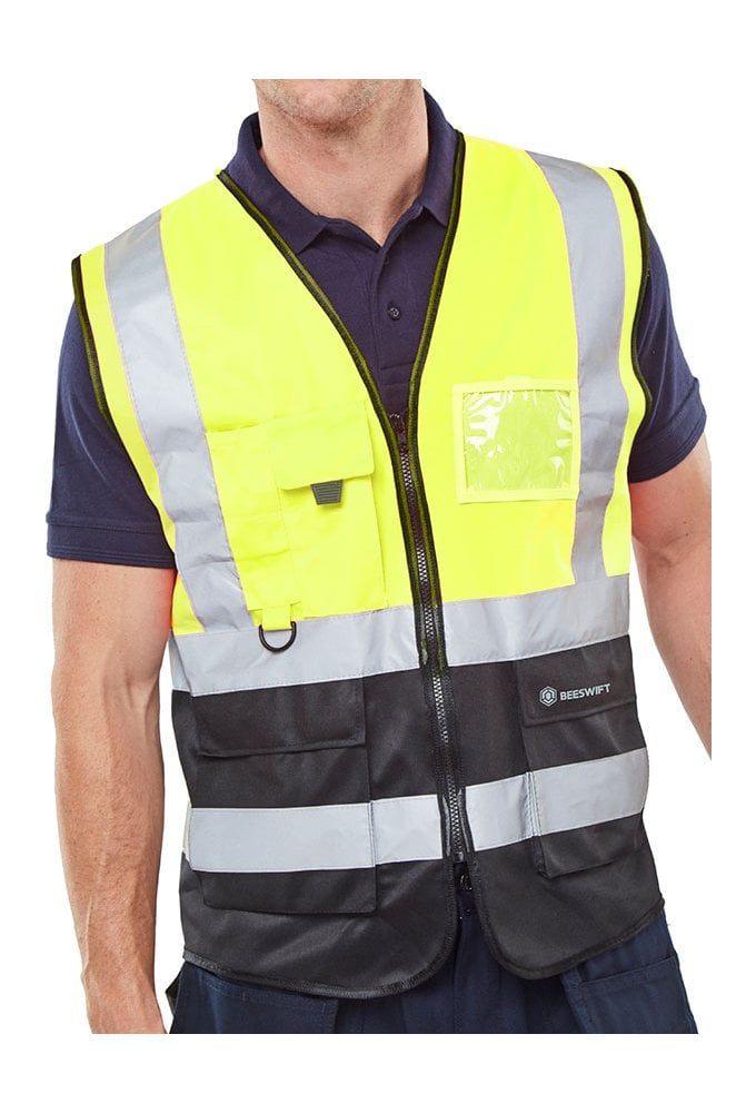 HVWC Beeswift Two Tone Executive Waistcoat (SIZES S-7XL) 11 COLOURS