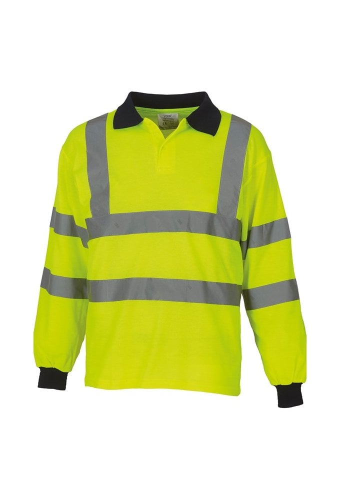 YK021 Hi-Vis Long Sleeved Polo (Small To 5XL) 2 COLOURS RIS 3279 TOM In Orange