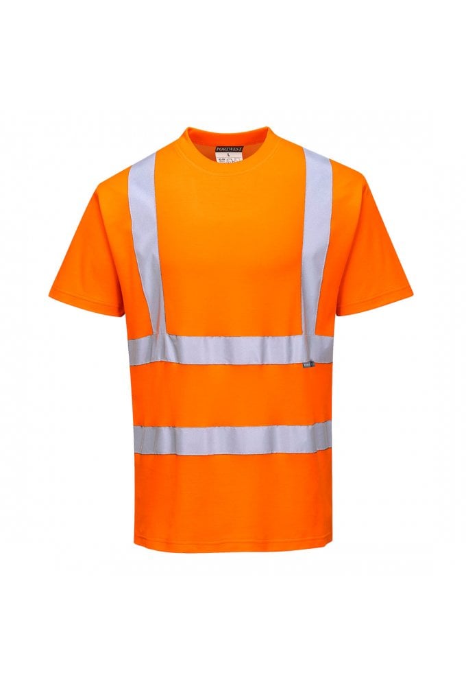 Portwest S170 Portwest Cotton Comfort Short Sleeve T-Shirt S-5XL (2 COLOURS) EN20471 and RIS 3279 in orange