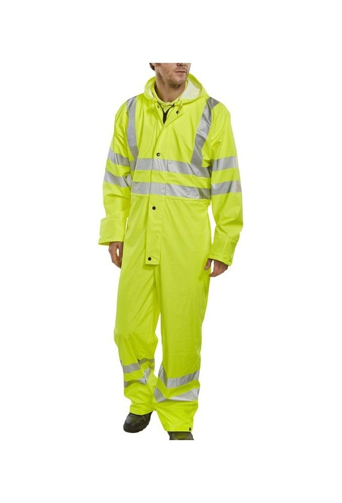 PUC Beeswift Hi Visibility Super B-Dri Breathable PU Coated Coverall (Small To 4XL) 2 COLOURS RIS3279 Orange Only