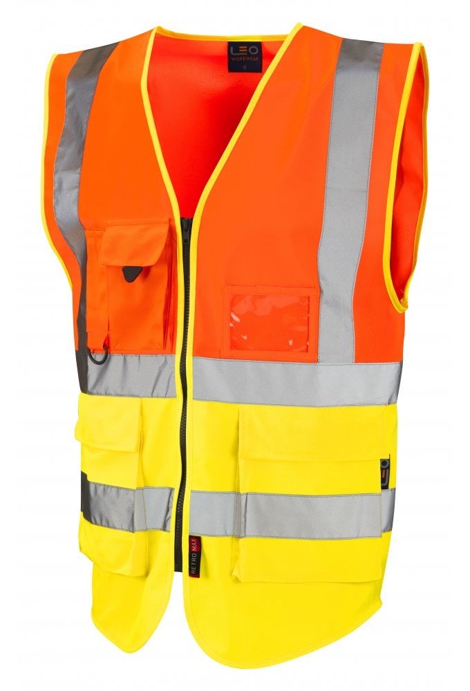 W11-O/Y Lynton Executive Orange Yellow Hi Vis Vests (XSmall To 6XL)