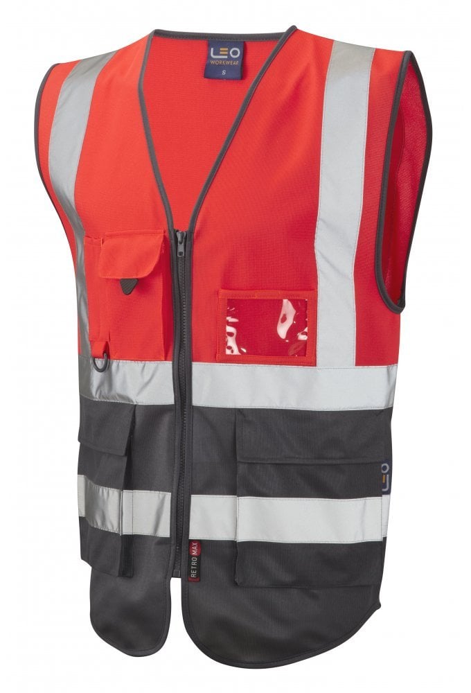 W11-R/GY Lynton Executive Red Grey Two Tone Hi Vis Vests(XSmall To 6XL)