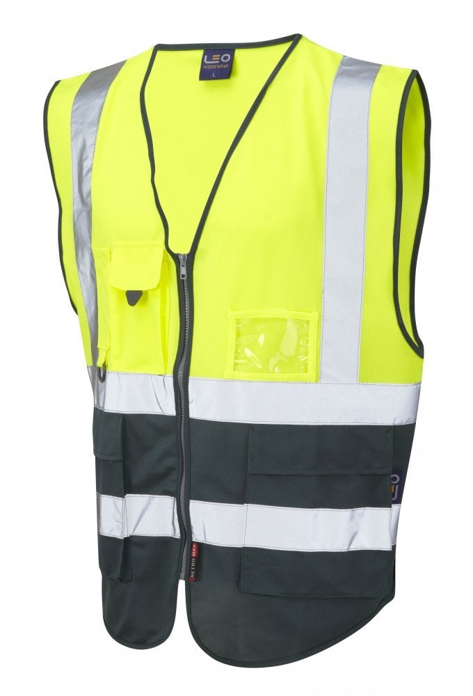 W11-Y/BG Lynton Executive Yellow Green Two Tone Hi Vis Vests (XSmall To 6XL)