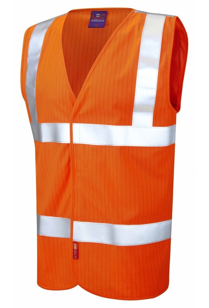 W19-O Flame Retardent Anti Static Orange Hi Vis Vests (Small To 6XL) RIS 3279 TOM Compliant
