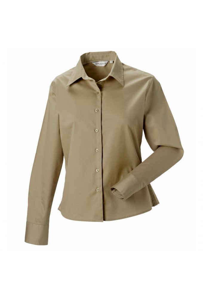 J916F Womens Long Sleeve Classic Twill Shirt (XS To 2XL) 5 COLOURS