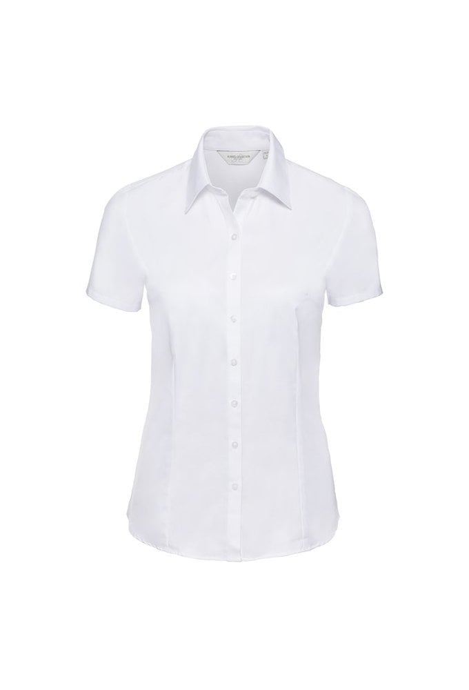 J963F Women's short sleeve herringbone shirt (Xsmall to 4Xlarge) 2 COLOURS