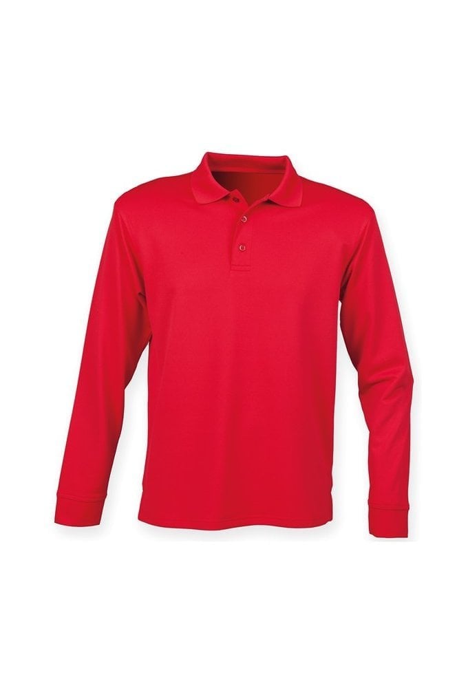 HB478 Henbury Long Sleeved Cool Plus Polo Shirt (XXS to 4XLarge) 7 COLOURS