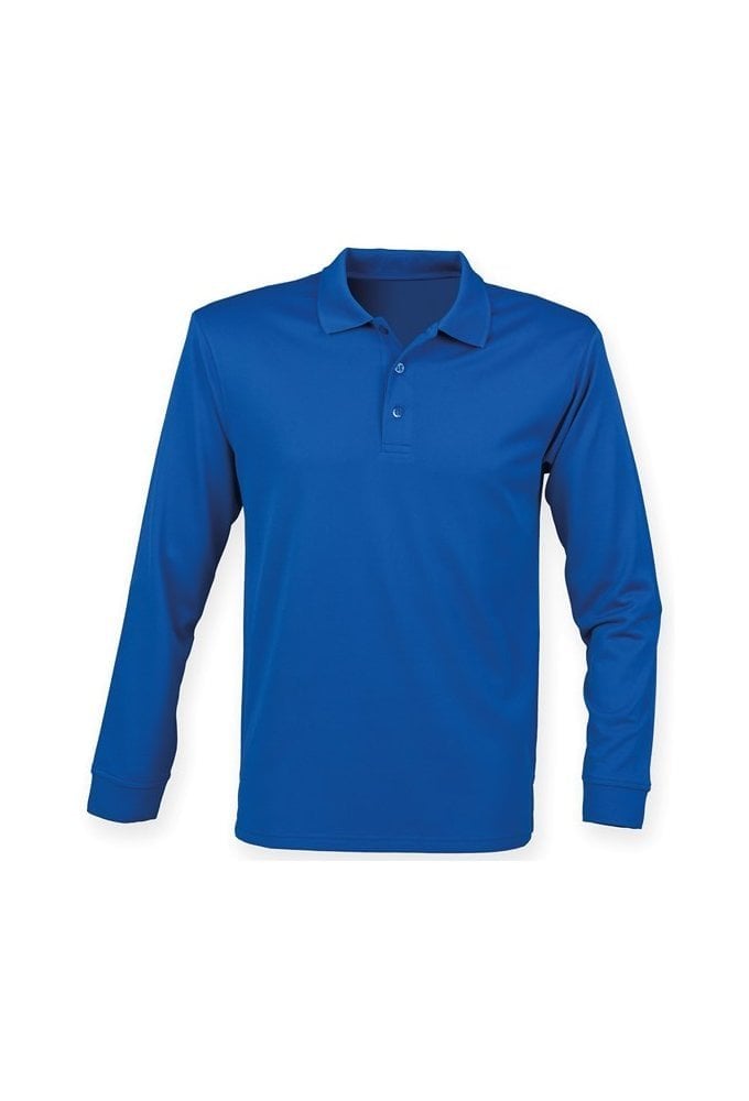HB478 Henbury Long Sleeved Cool Plus Polo Shirt (XXS to 4XLarge) 7 COLOURS