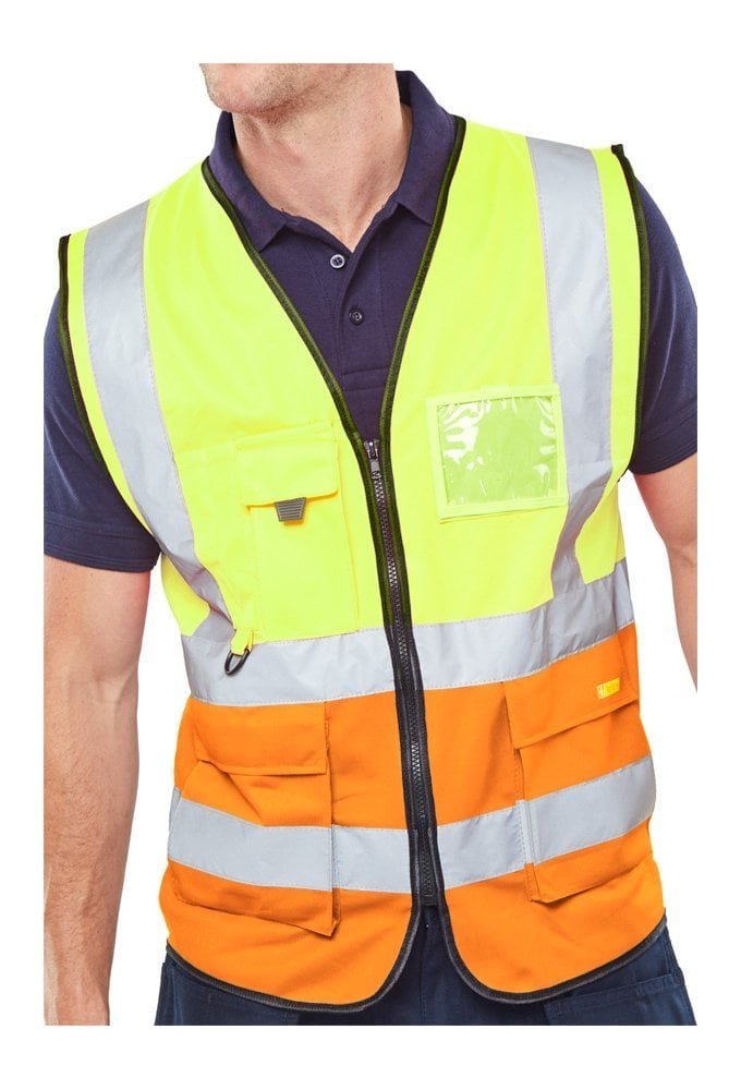 HVWC Beeswift Two Tone Executive Waistcoat (SIZES S-7XL) 11 COLOURS