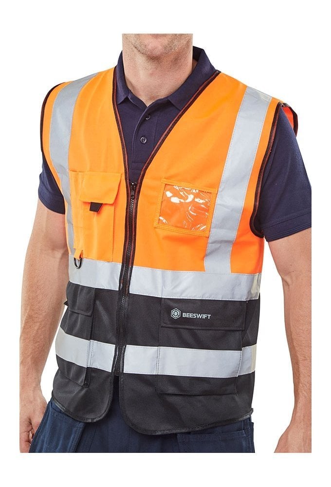 HVWC Beeswift Two Tone Executive Waistcoat (SIZES S-7XL) 11 COLOURS