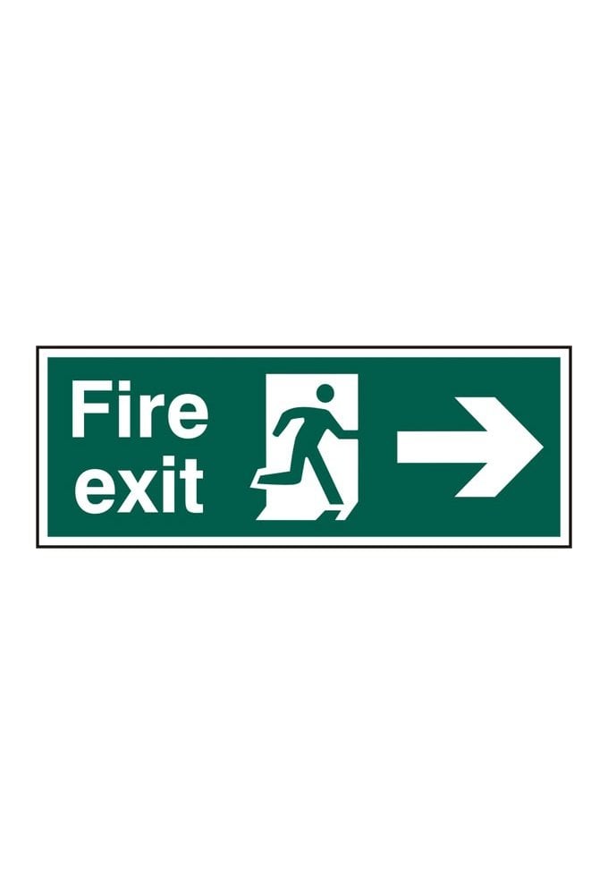 BSS12001 Fire Exit Man Arrow Right Sign PVC Version