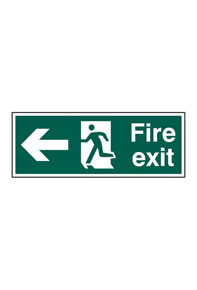 BSS12093 Fire Exit Man Arrow Left Sign PVC Version