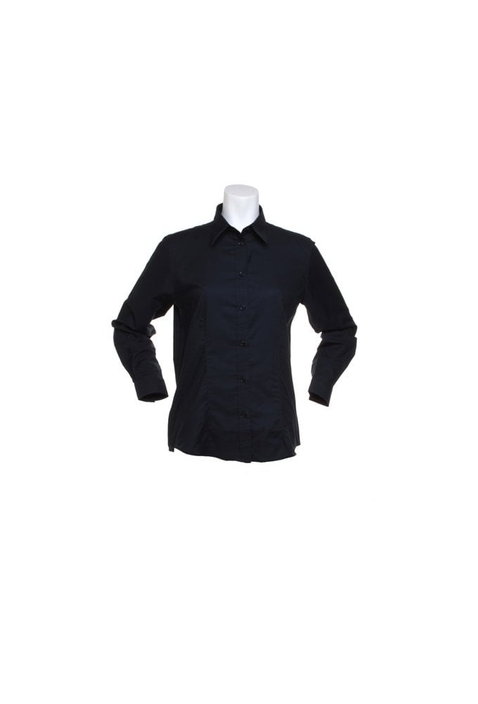 KK361 Womens Workplace Oxford Long Sleeved Blouse (Size 8 To 20) 4 COLOURS