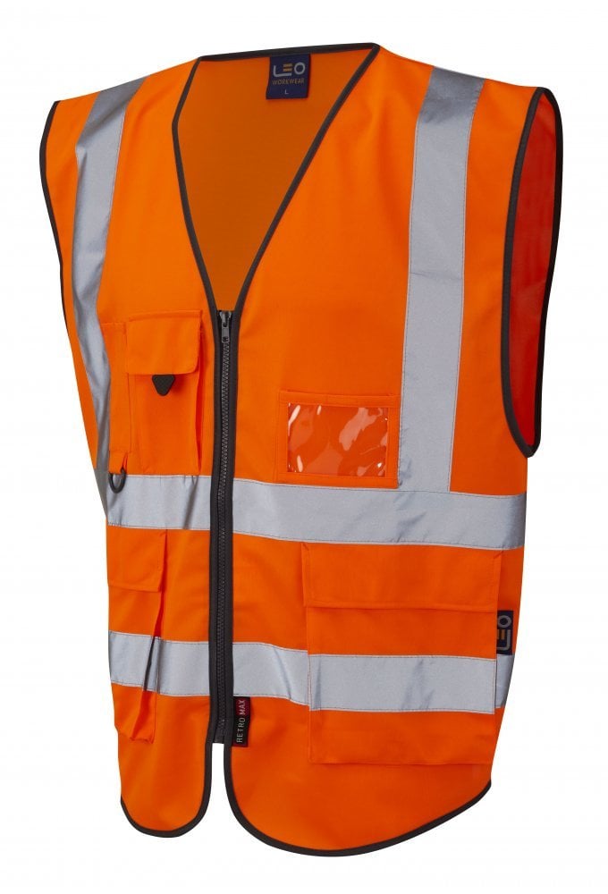 W11-O Lynton Executive Orange Hi Vis Vests (XSmall To 6XL) RIS 3279 TOM Compliant: